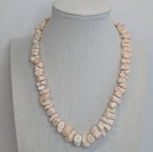 Angel Skin Coral & Sterling Silver Vintage Necklace